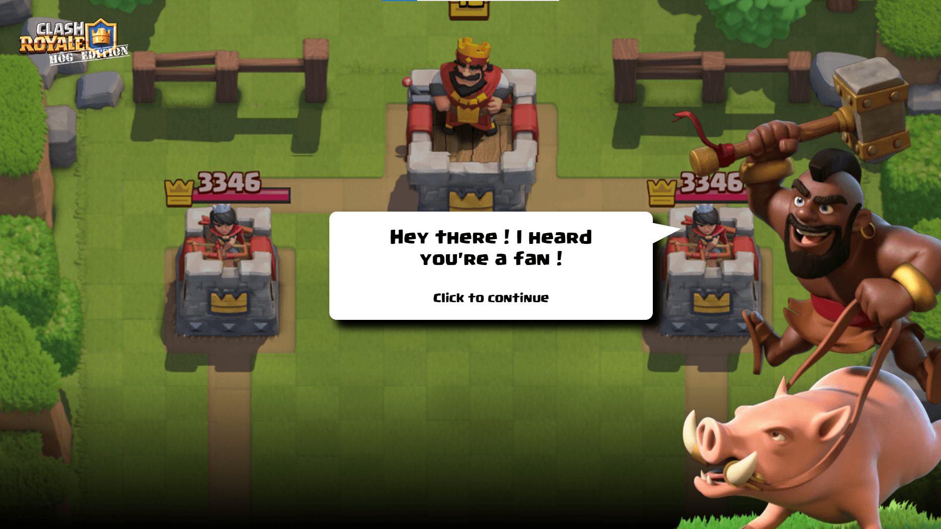 The carousel display of the Hog Rider's attributes and abilities